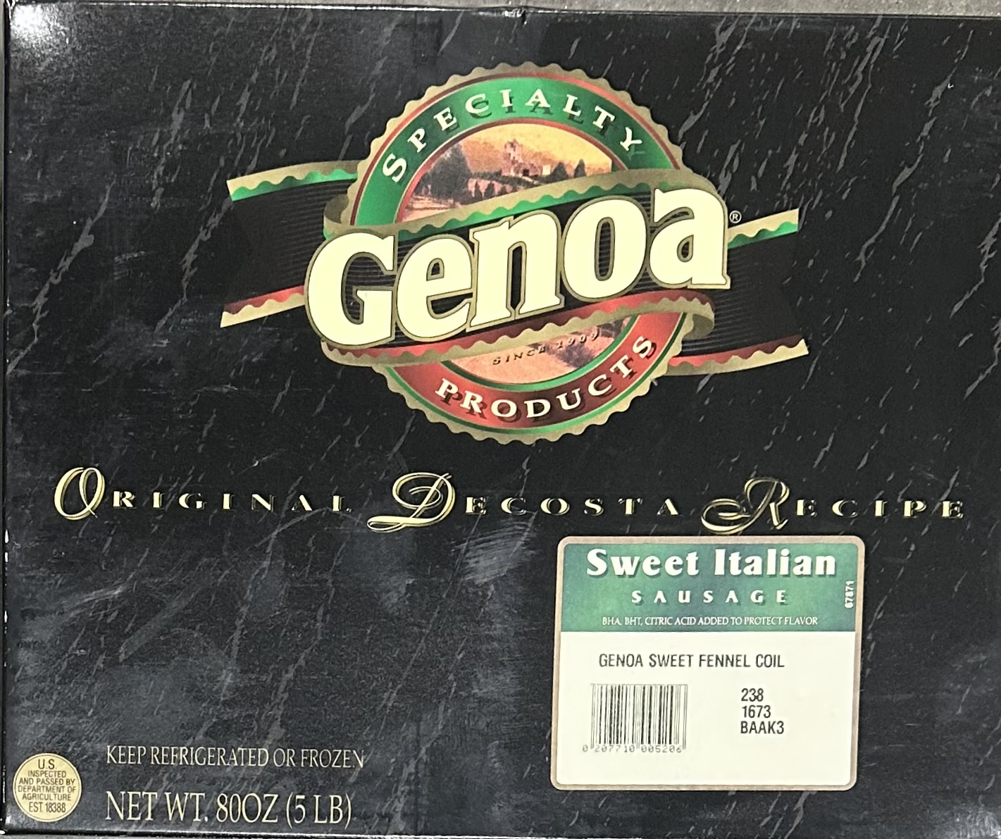 Genoa238 Sweet Italian Coil Sausage 2/5#
