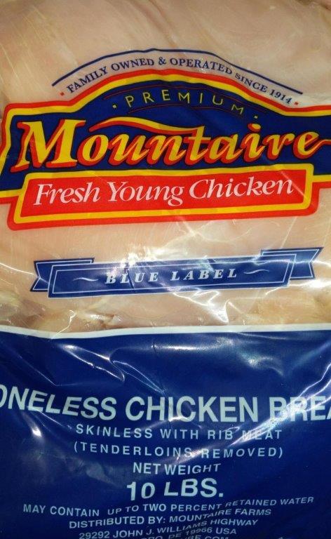 Mountaire 25630 Boneless Chicken Breast 4/10#