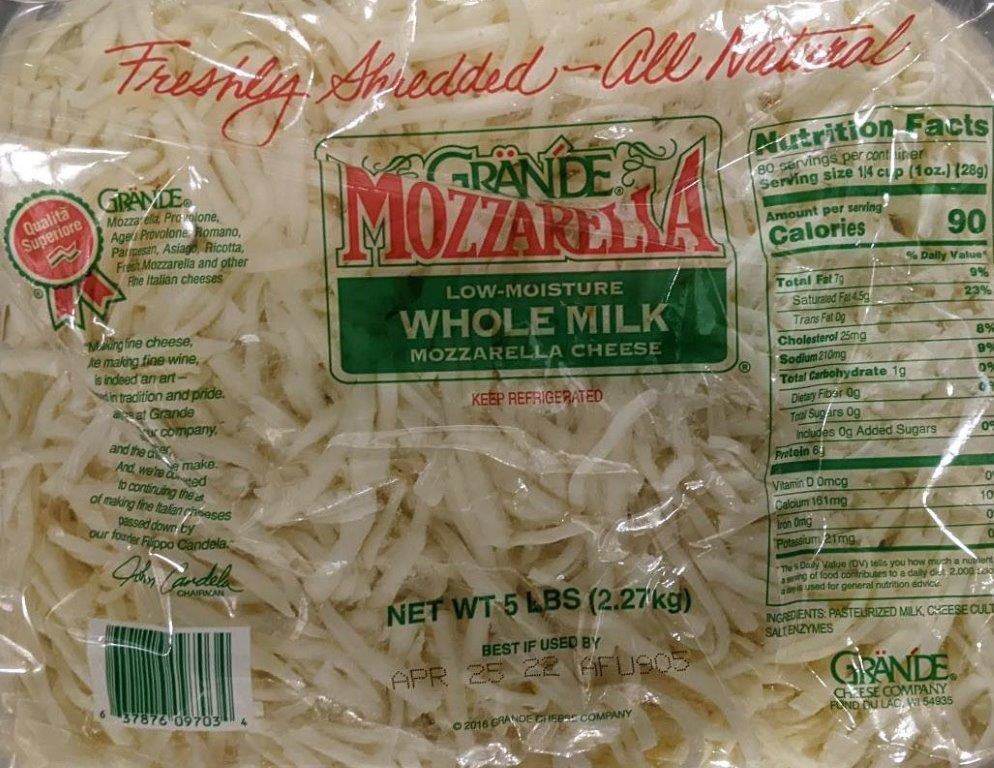 ^Grande 703 Shredded W/M Mozzarella 6/5#