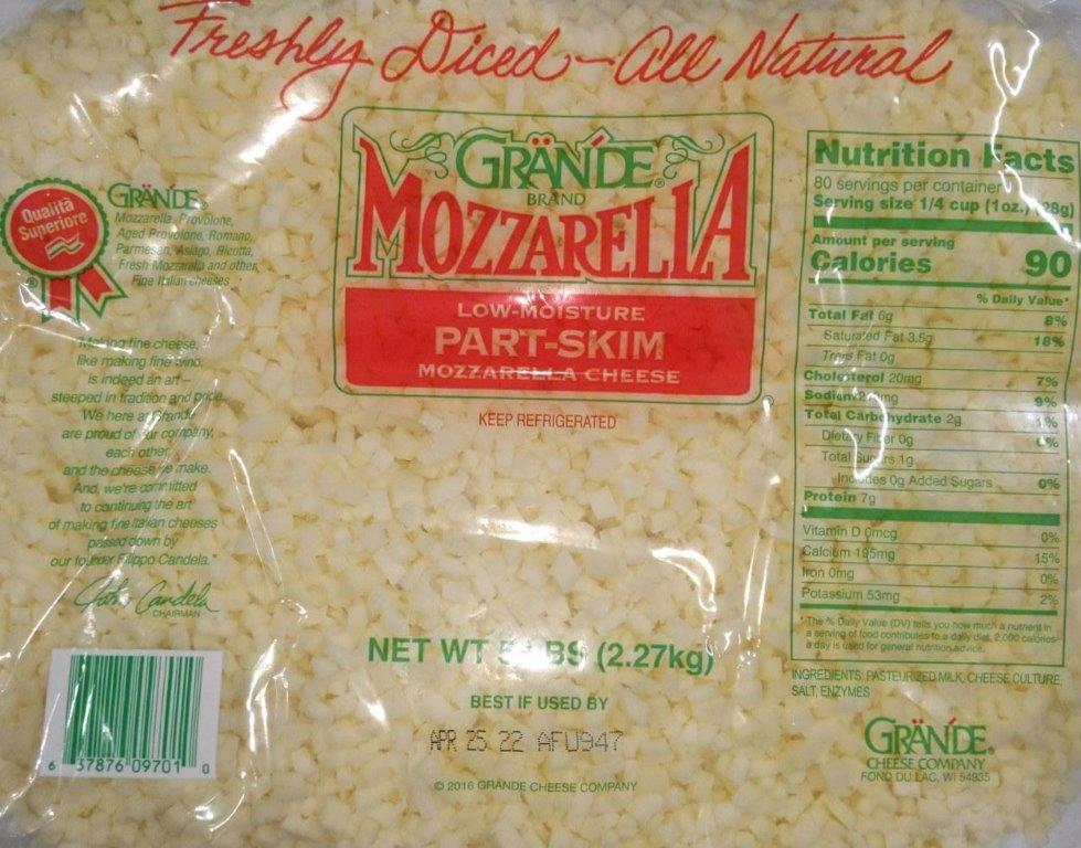 Grande 701 Diced Part-Skim Mozzarella 6/5#