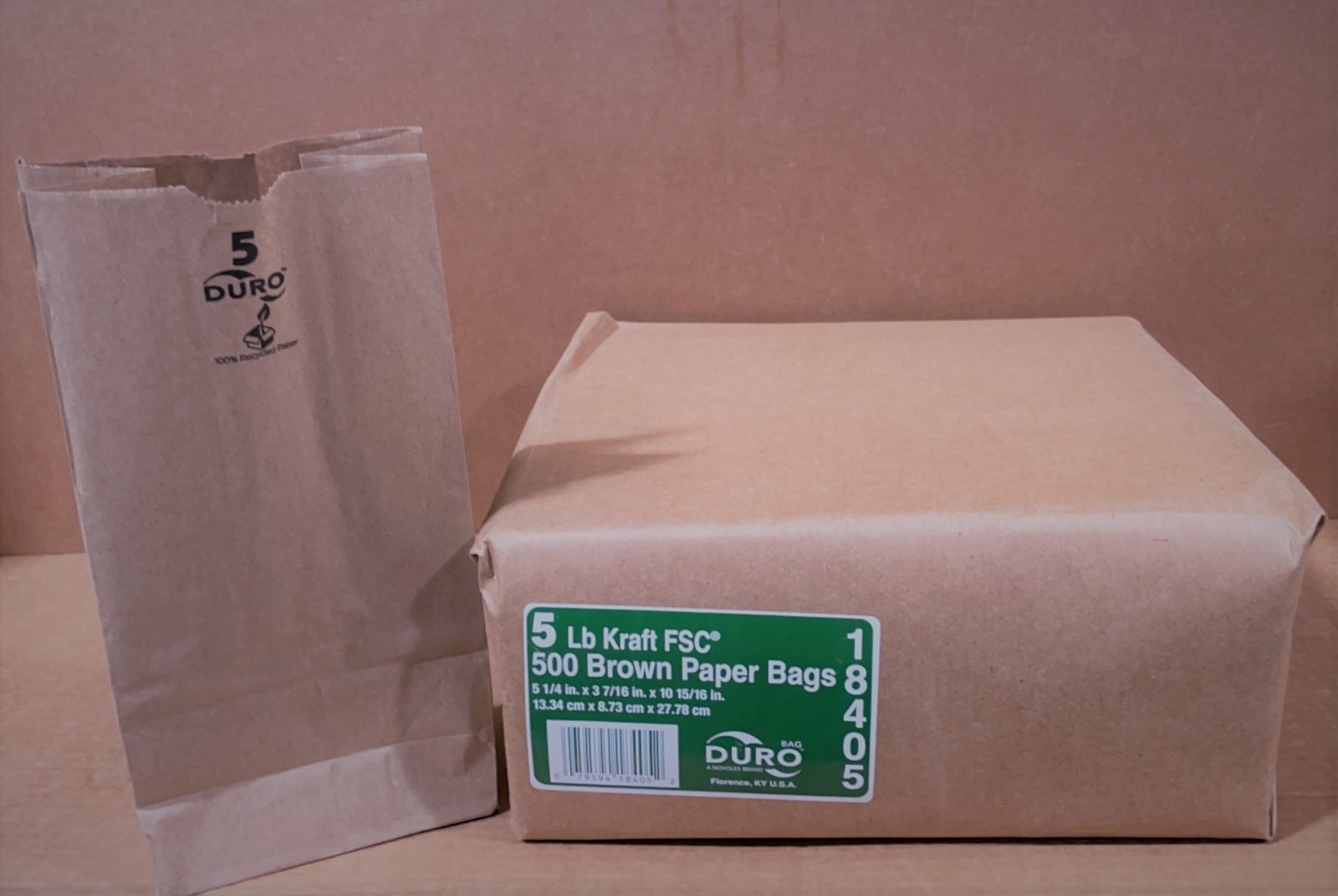 Duro - 500 Brown Paper Bags, 5 Lb Kraft